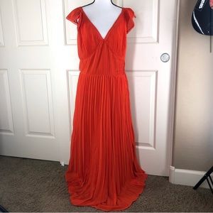 Foxiedox Anoki Pleated Flutter Sleeve Maxi Dress